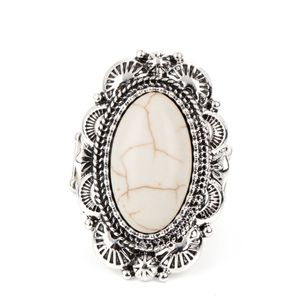 White and silver ring